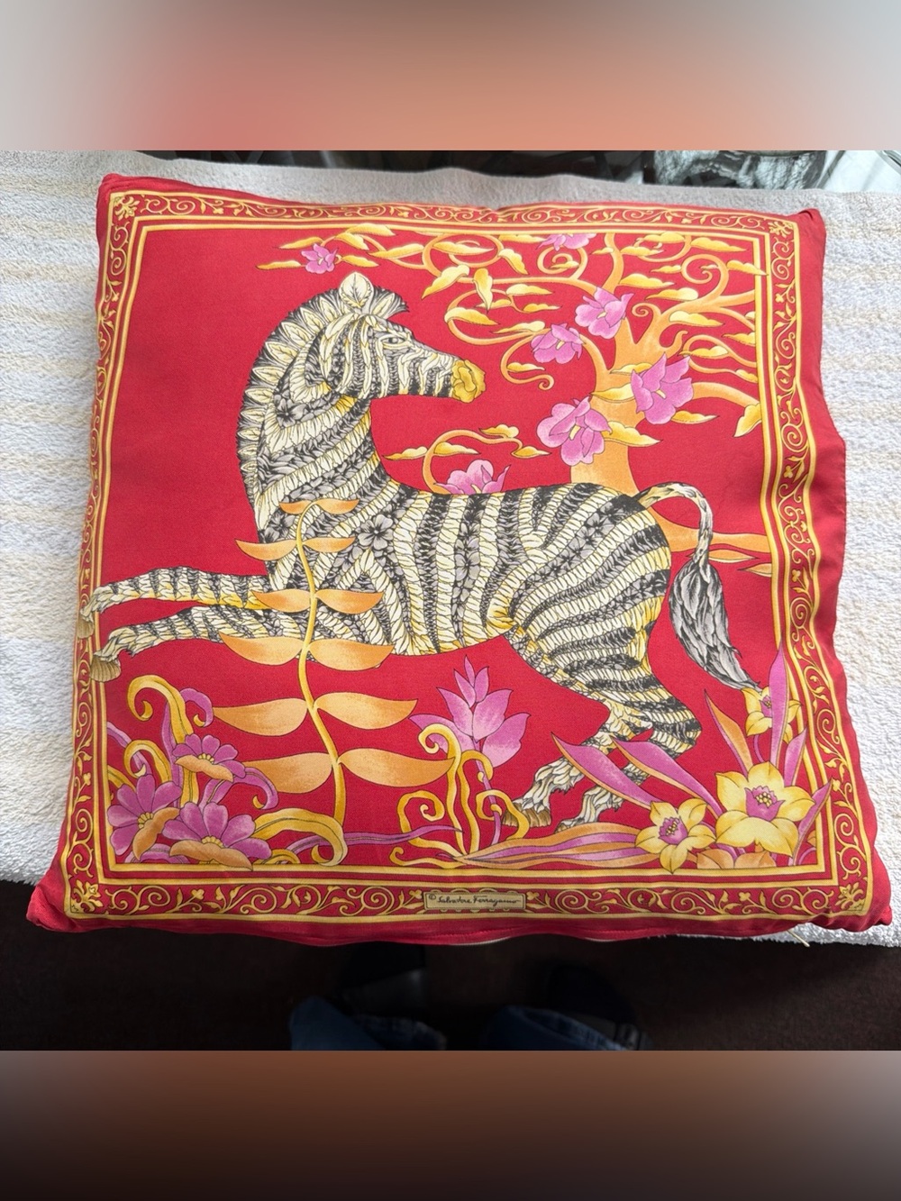 Salvatore Ferragamo 16” X 16” zebra Toss Pillow